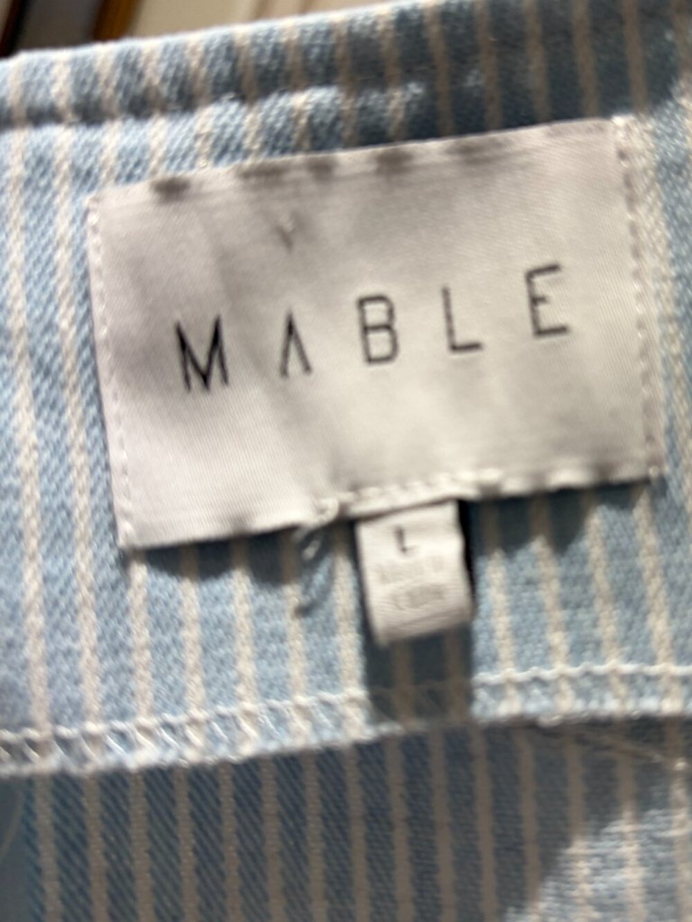 Mable Blue and White pinstripe mini dress Size Large - Picture 6 of 8
